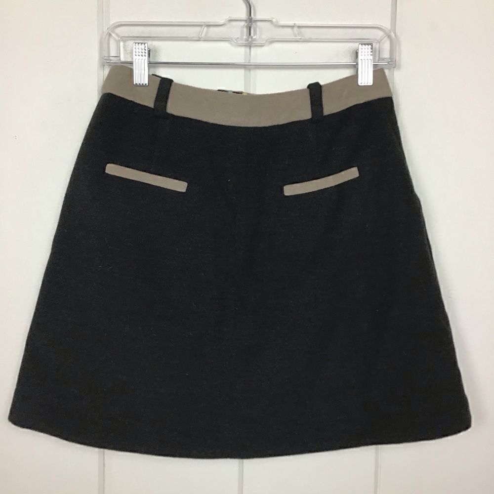 Rachel Roy Gray Tan Felt Mini Skirt, Pockets - 2 - Picture 5 of 8